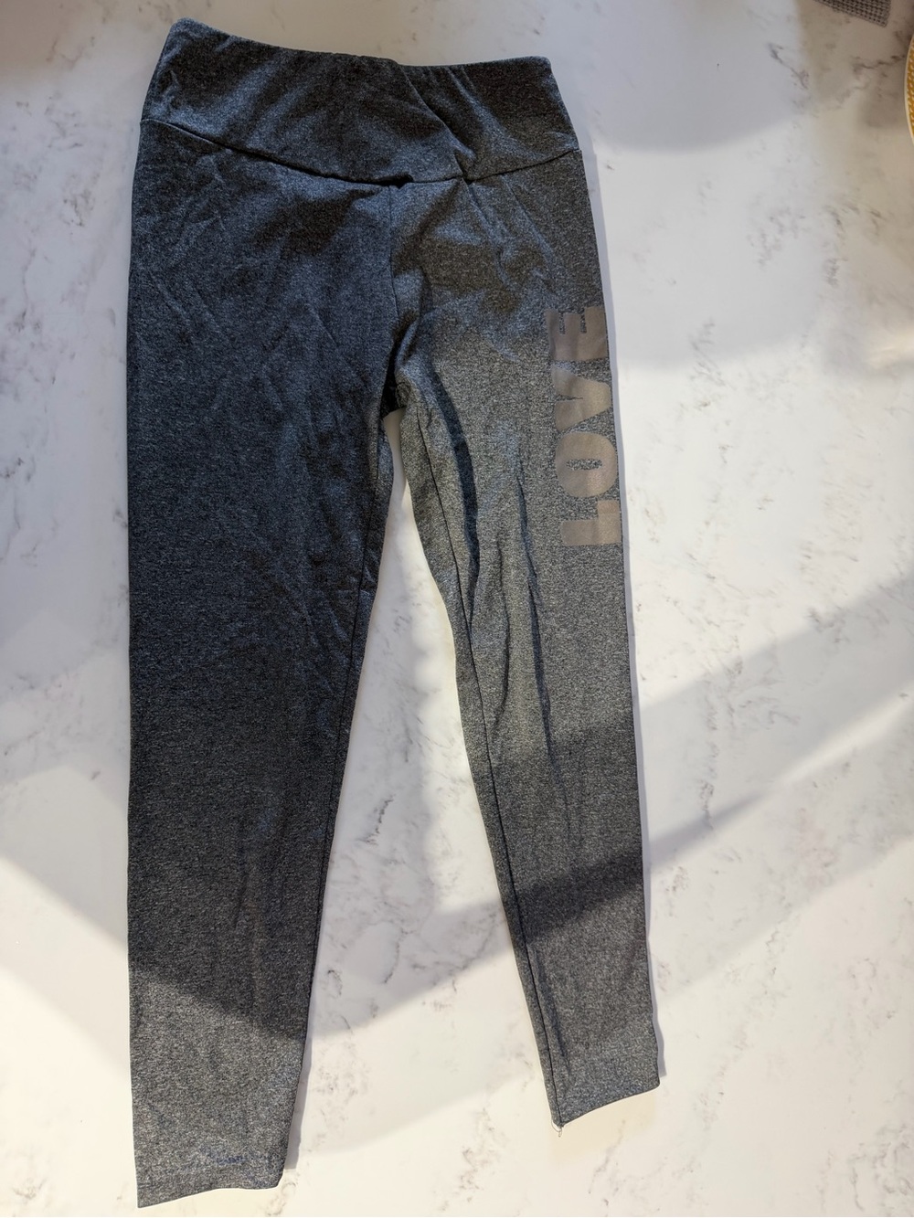 Girls' Black 'LOVE' Side-Print Stretch Leggings